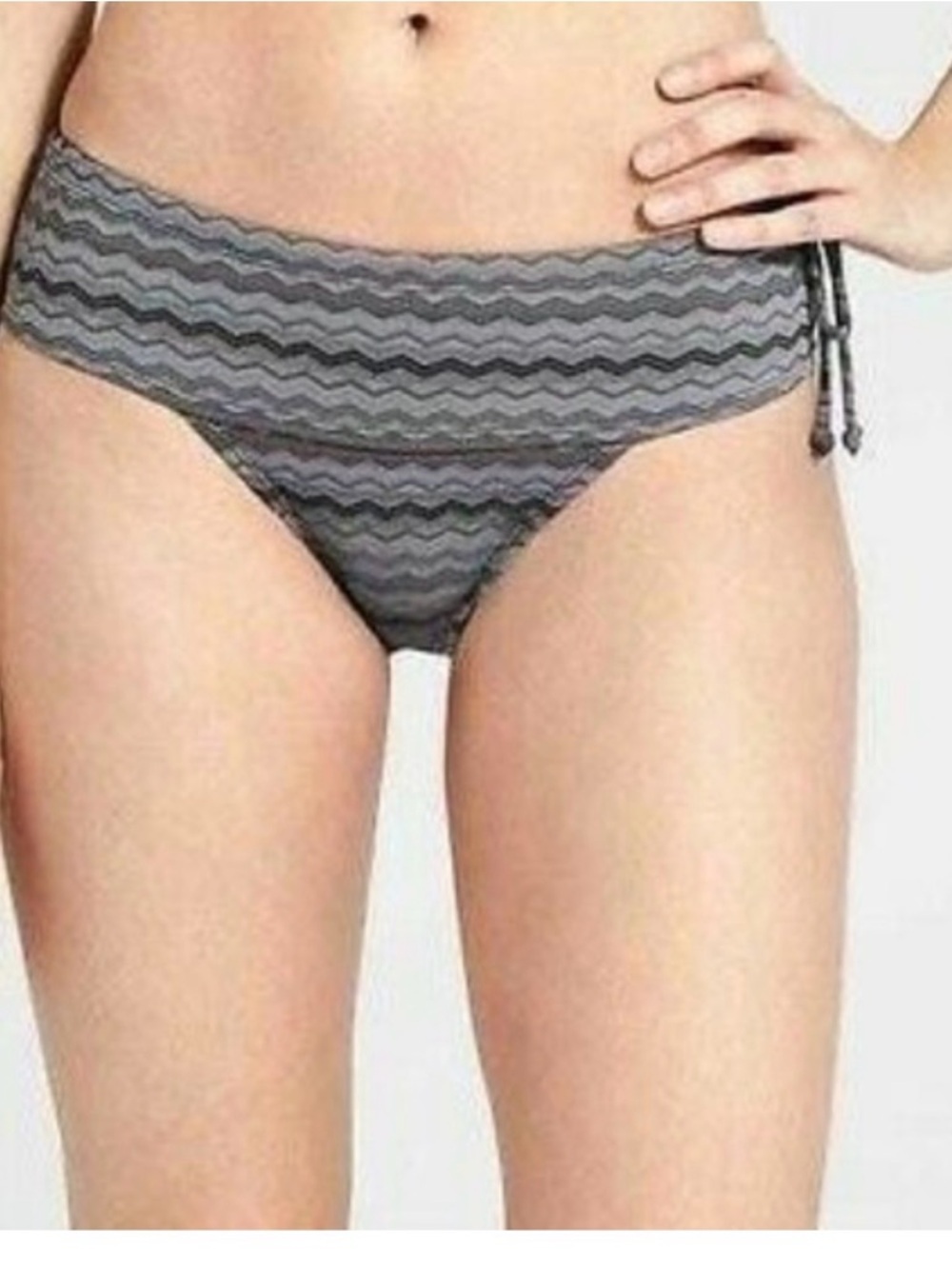 Athleta Jacquard Side Tie Multicolor Print Swim Bikini Bottom NWT Size Large